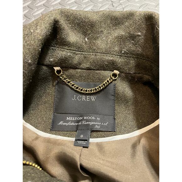 J.CREW Melton Wool Designer Italy Forest Army Green Toggle Long Coat Jacket 0 - Picture 6 of 9